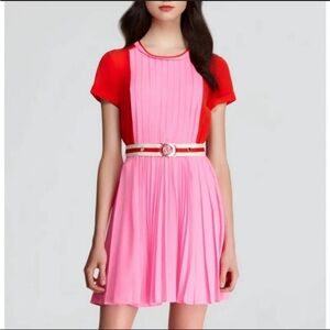 Juicy Couture Red and Pink Pleated Dress